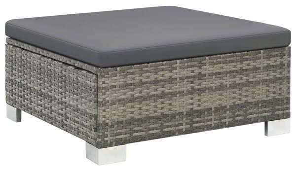 10-részes szürke polyrattan kerti bútorszett párnákkal