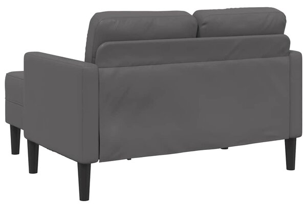 Szürke műbőr 2 üléses kanapé L-alakú kanapéval 125 cm