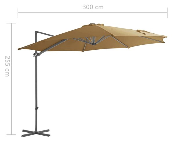 Tópszínű konzolos kerti napernyő acélrúddal 300 cm