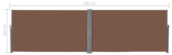Barna behúzható oldalsó napellenző 160 x 600 cm