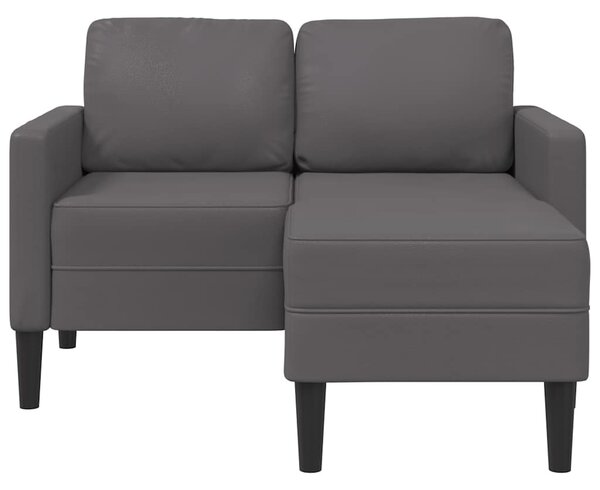 Szürke műbőr 2 üléses kanapé L-alakú kanapéval 125 cm