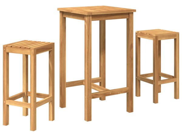 Kültéri Bár Szett 3 pcs Kezeletlen Tömör Teakfa