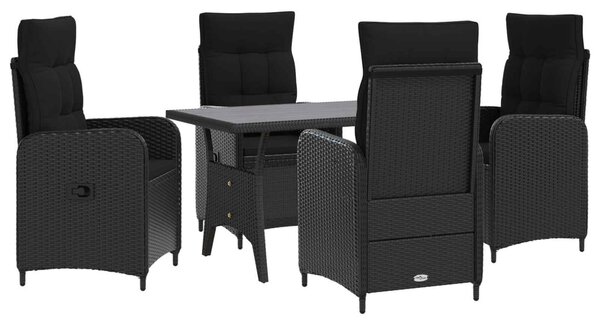 VidaXL Kültéri étkező szett 5 pcs Fekete polirattan