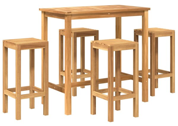 Kültéri Bár Szett 5 pcs Kezeletlen Tömör Teakfa