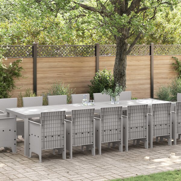 Kert étkező szett 15 pcs Világosszürke Polt rattan