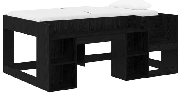 Gyerekágy keret tárolóval Fekete Tölgy 80 x 160 cm Szerelt Fa
