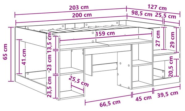 Gyerekágy keret tárolóval Fehér 98.5 x 200 cm Szerelt Fa