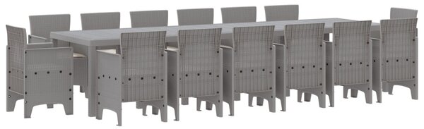 Kert étkező szett 15 pcs Világosszürke Polt rattan