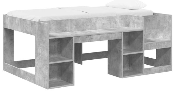 Gyerekágy keret tárolóval Betonszürke 80 x 160 cm Szerelt Fa