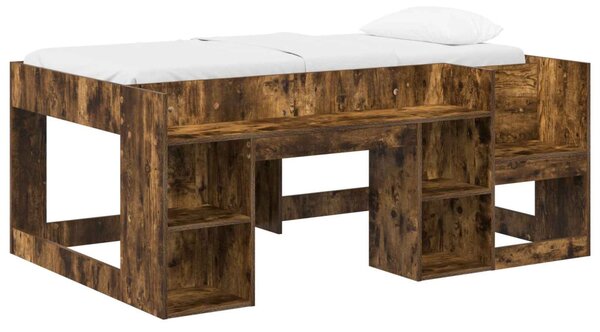 Gyerekágy keret tárolóval Füstös Tölgy 80 x 160 cm Szerelt Fa