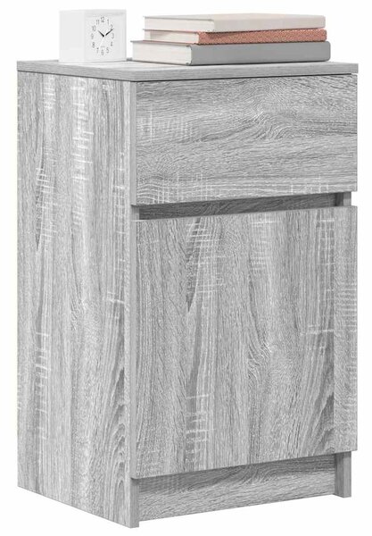 Szürke sonoma színű szerelt fa éjjeliszekrény 39x35x65 cm