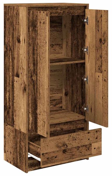 Antik fa szerelt fa szekrény fiókkal 55,5x34x119,5 cm