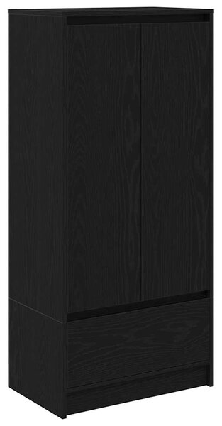 Fekete tölgy szerelt fa szekrény fiókkal 55,5x34x119,5 cm