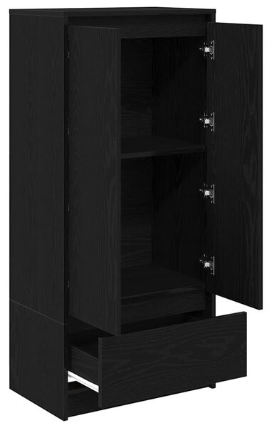 Fekete tölgy szerelt fa szekrény fiókkal 55,5x34x119,5 cm