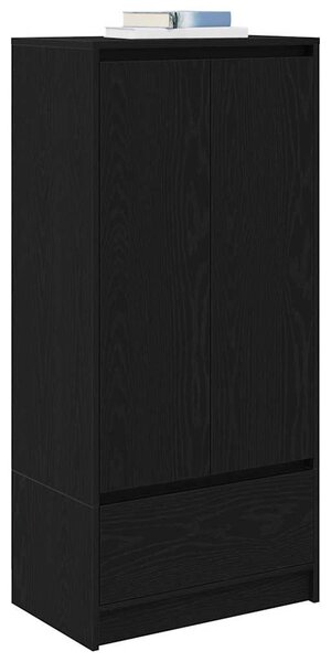 Fekete tölgy szerelt fa szekrény fiókkal 55,5x34x119,5 cm