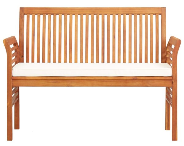 Kétszemélyes tömör akácfa kerti pad párnával 120 cm