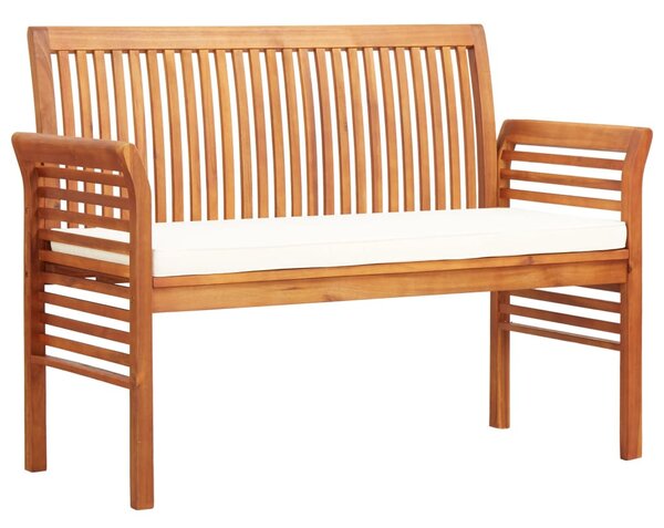 Kétszemélyes tömör akácfa kerti pad párnával 120 cm