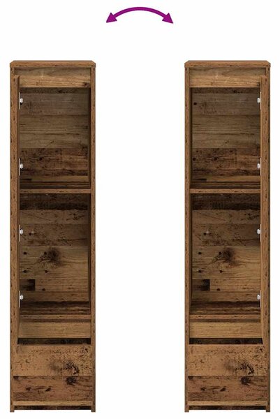 Antik fa színű szerelt fa magasszekrény 29,5x34x119,5 cm
