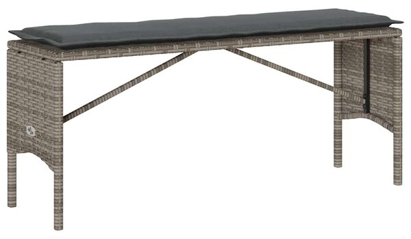 3 részes szürke polyrattan kerti étkezőgarnitúra párnával