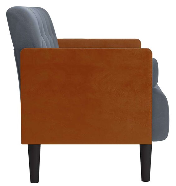 Sötétszürke bársony loveseat kanapé párnákkal 110 cm