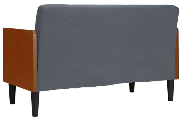 Sötétszürke bársony loveseat kanapé párnákkal 110 cm
