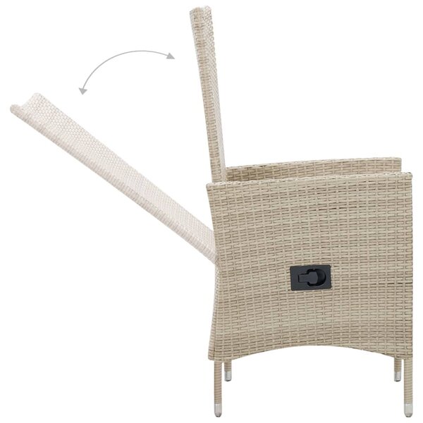 9 részes bézs polyrattan kültéri étkezőszett párnákkal