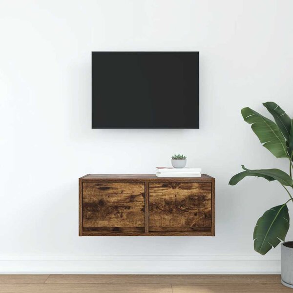 Füstös tölgy színű szerelt fa TV-szekrény 60x31x25,5 cm