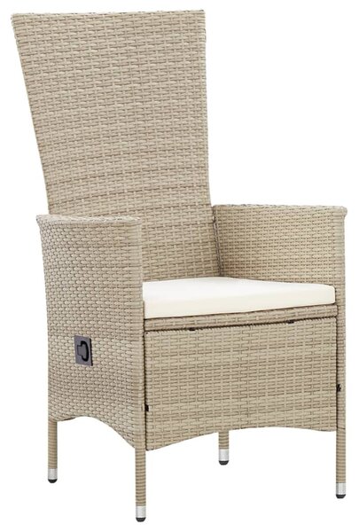 9 részes bézs polyrattan kültéri étkezőszett párnákkal