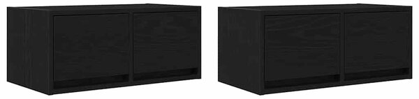 2 db fekete tölgy színű szerelt fa TV-szekrény 60x31x25,5 cm