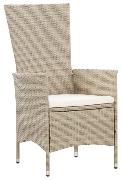 9 részes bézs polyrattan kültéri étkezőszett párnákkal