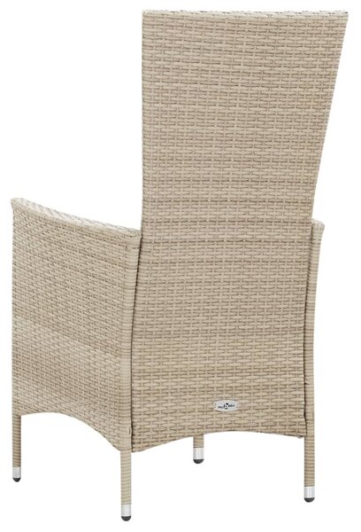 9 részes bézs polyrattan kültéri étkezőszett párnákkal