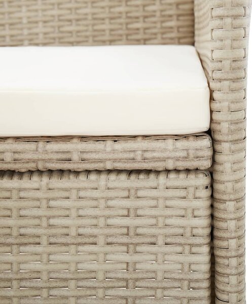 9 részes bézs polyrattan kültéri étkezőszett párnákkal