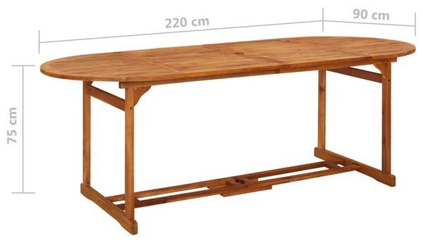 Tömör akácfa kerti étkezőasztal 220 x 90 x 75 cm