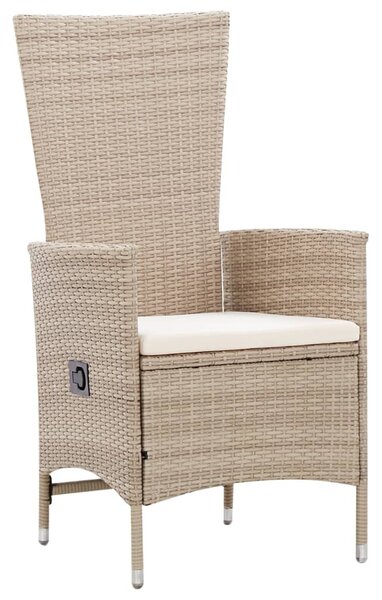 7 részes bézs polyrattan kültéri étkezőszett párnákkal