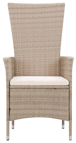 7 részes bézs polyrattan kültéri étkezőszett párnákkal