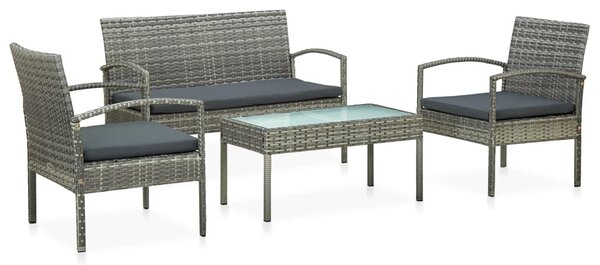 4 részes szürke polyrattan kerti ülőgarnitúra párnákkal