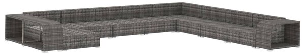11-részes szürke polyrattan kerti bútorszett párnákkal