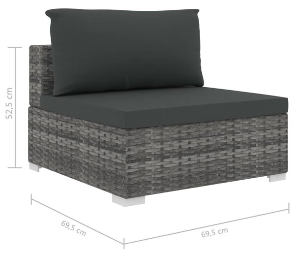11-részes szürke polyrattan kerti bútorszett párnákkal