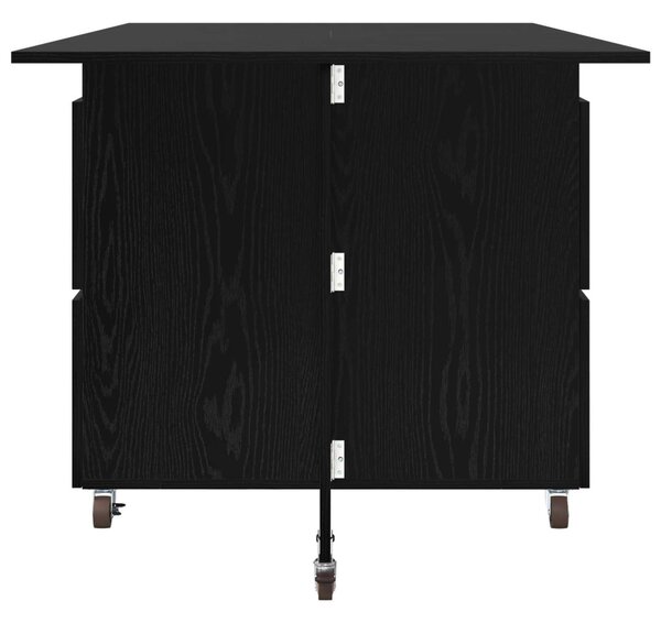 Étkezőasztal 2 pcs 140 x 80 x 77 cm Szerelt Fa Fekete Tölgy
