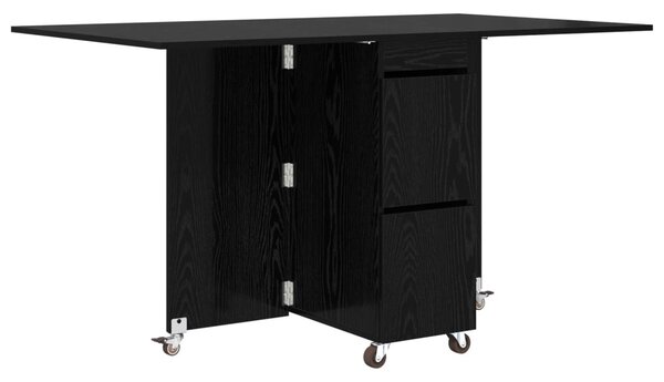 Étkezőasztal 2 pcs 140 x 80 x 77 cm Szerelt Fa Fekete Tölgy