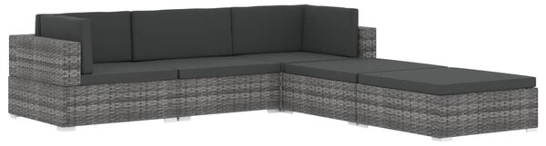 1 db fekete polyrattan moduláris lábtartó párnával