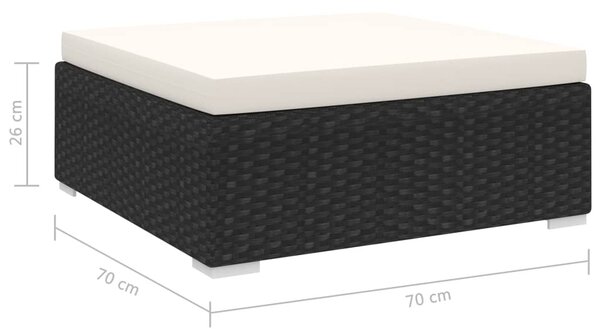 1 db fekete polyrattan moduláris lábtartó párnával