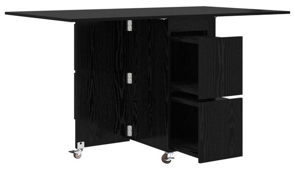 Étkezőasztal 2 pcs 140 x 80 x 77 cm Szerelt Fa Fekete Tölgy