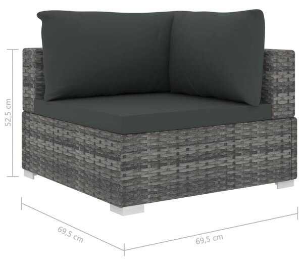 11-részes szürke polyrattan kerti bútorszett párnákkal