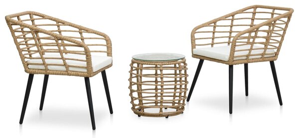 3-darabos tölgyszínű polyrattan bisztrószett