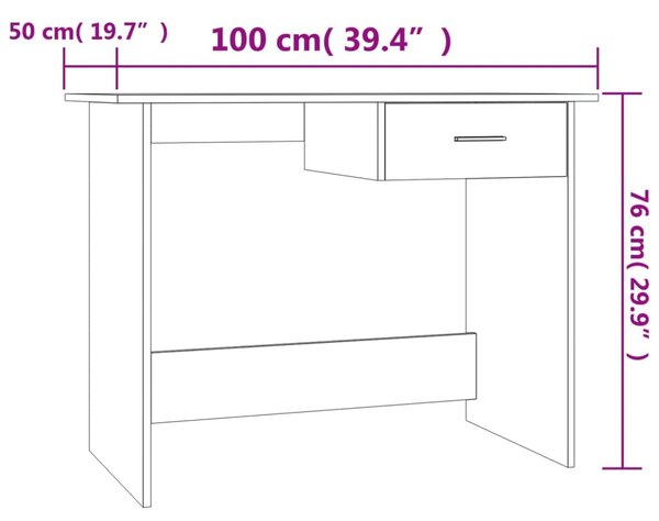 Betonszürke szerelt fa íróasztal 100 x 50 x 76 cm
