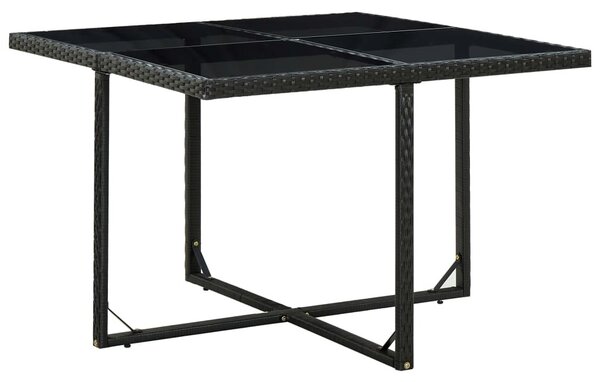 5 részes fekete polyrattan kültéri étkezőszett párnákkal