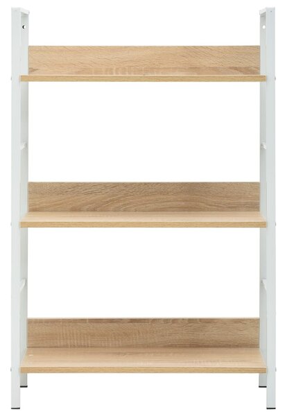 3 szintes tölgyszínű szerelt fa könyvespolc 60 x 27,6 x 90,5 cm
