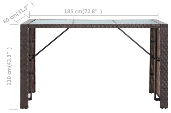 7 részes barna polyrattan kerti bárszett párnákkal