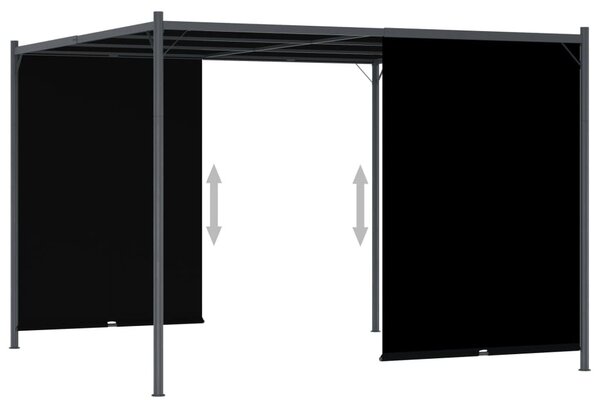 Antracitszürke kerti pavilon behúzható tetővel 3 x 3 m